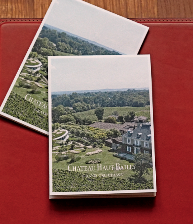 Bailly Plan œnotouristique du Château Haut-Bailly, création graphique pour l'accueil et l'hospitality.